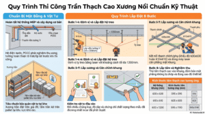 Quy trình thi công trần thạch cao khung xương nổi
